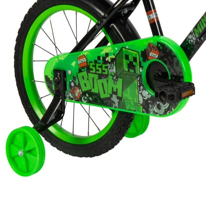 Bicicleta Infantil Huffy Minecraft Rodada 16 – Verde con Llantas de Entrenamiento