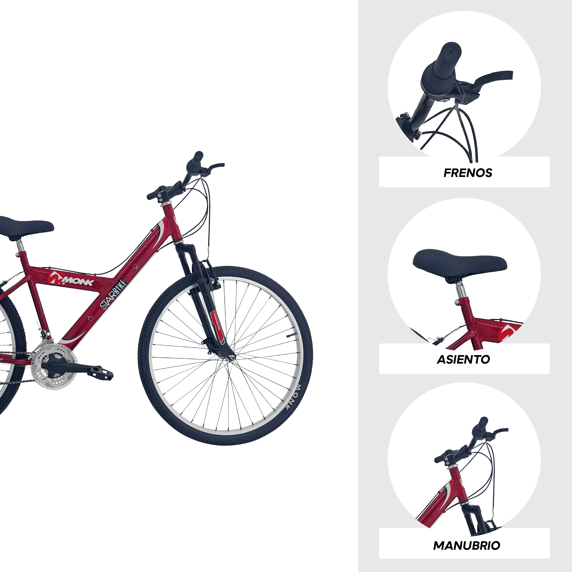 Bicicleta Monk Starbike Rodada 29 – 21 Velocidades con Suspensión Delantera, Roja