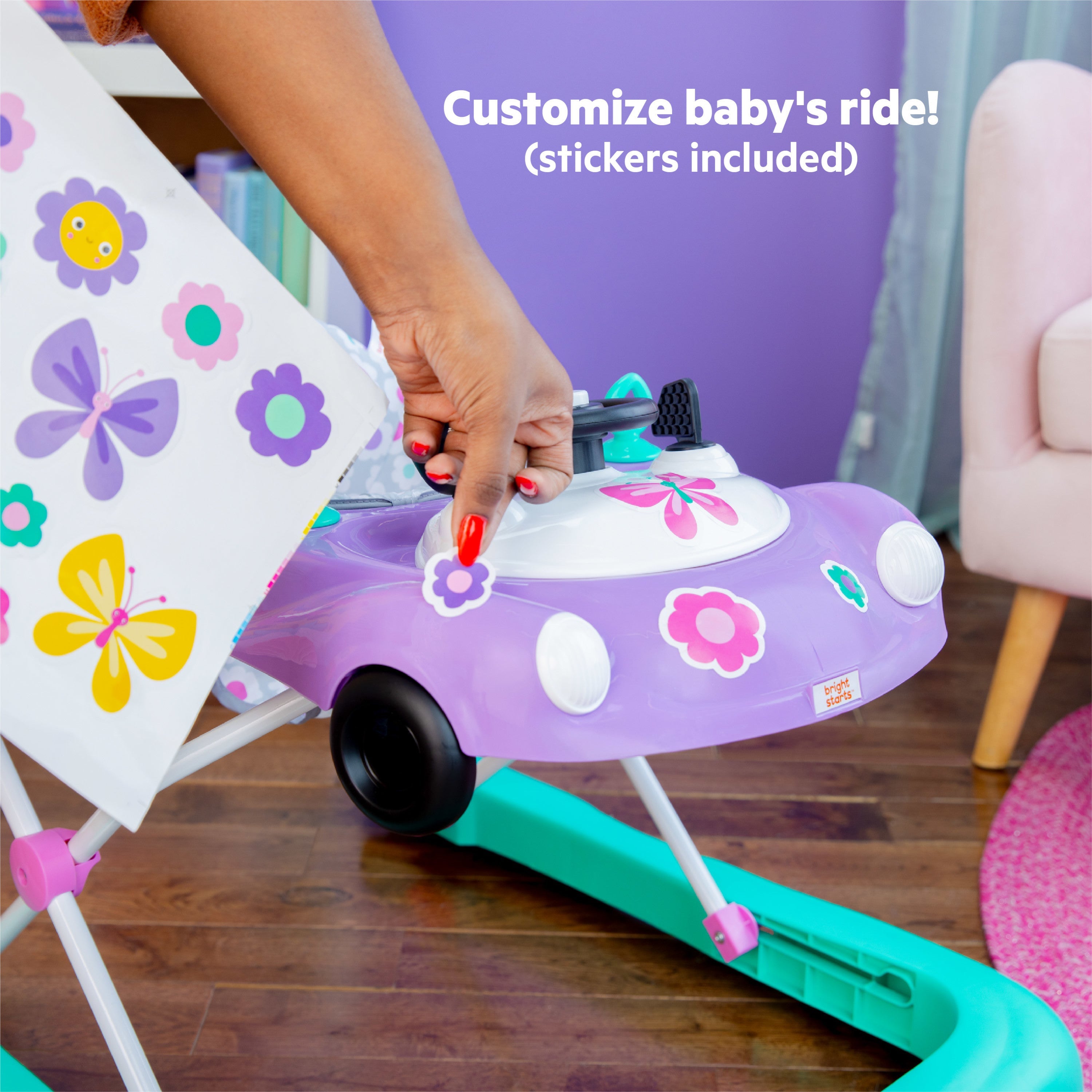 Bright Starts Little Speedster Caminador de Coche 3 en 1 Purple Power