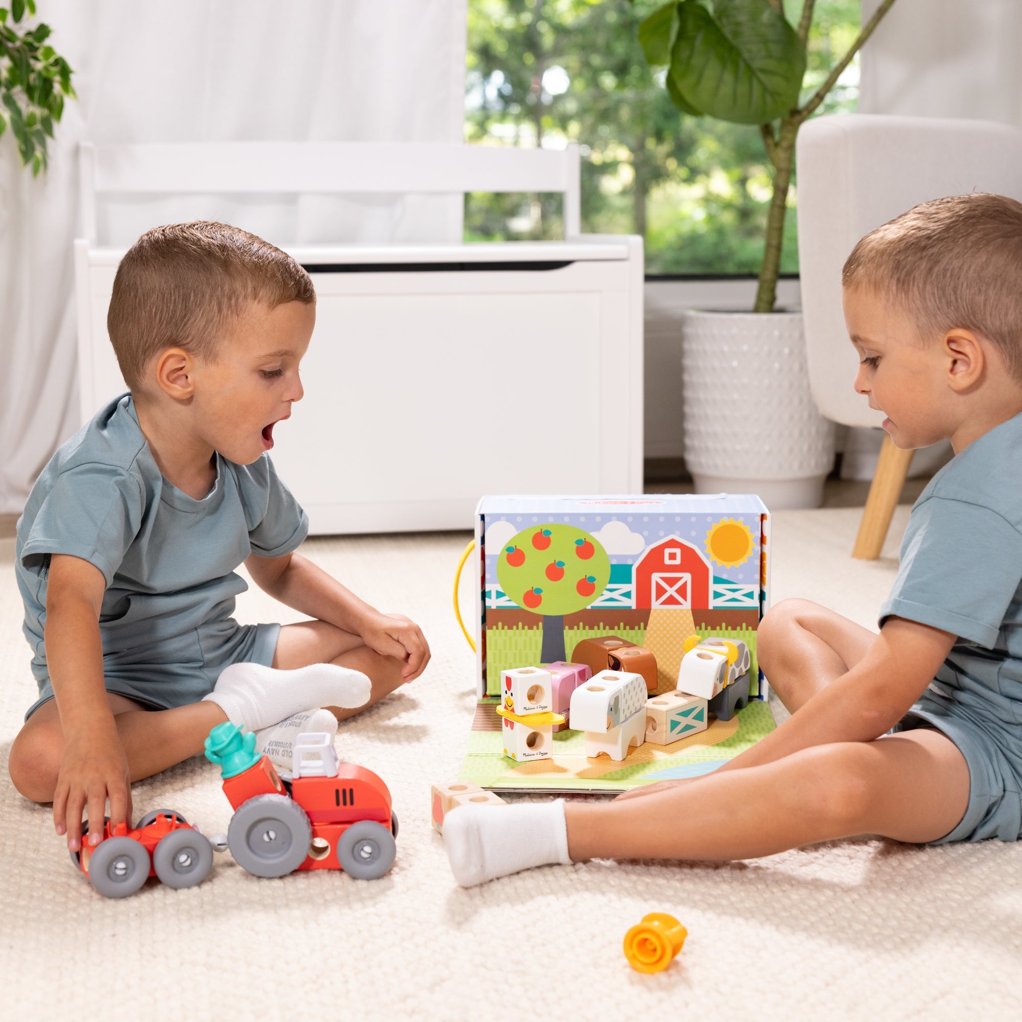 Melissa & Doug Blockables Granja - Bloques de Madera Conectables
