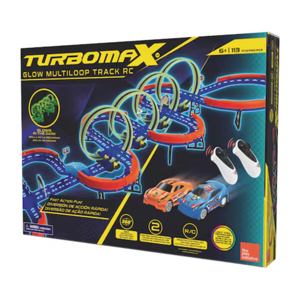 Turbomax Pista Multiloop Glow con Radio Control – 113 piezas