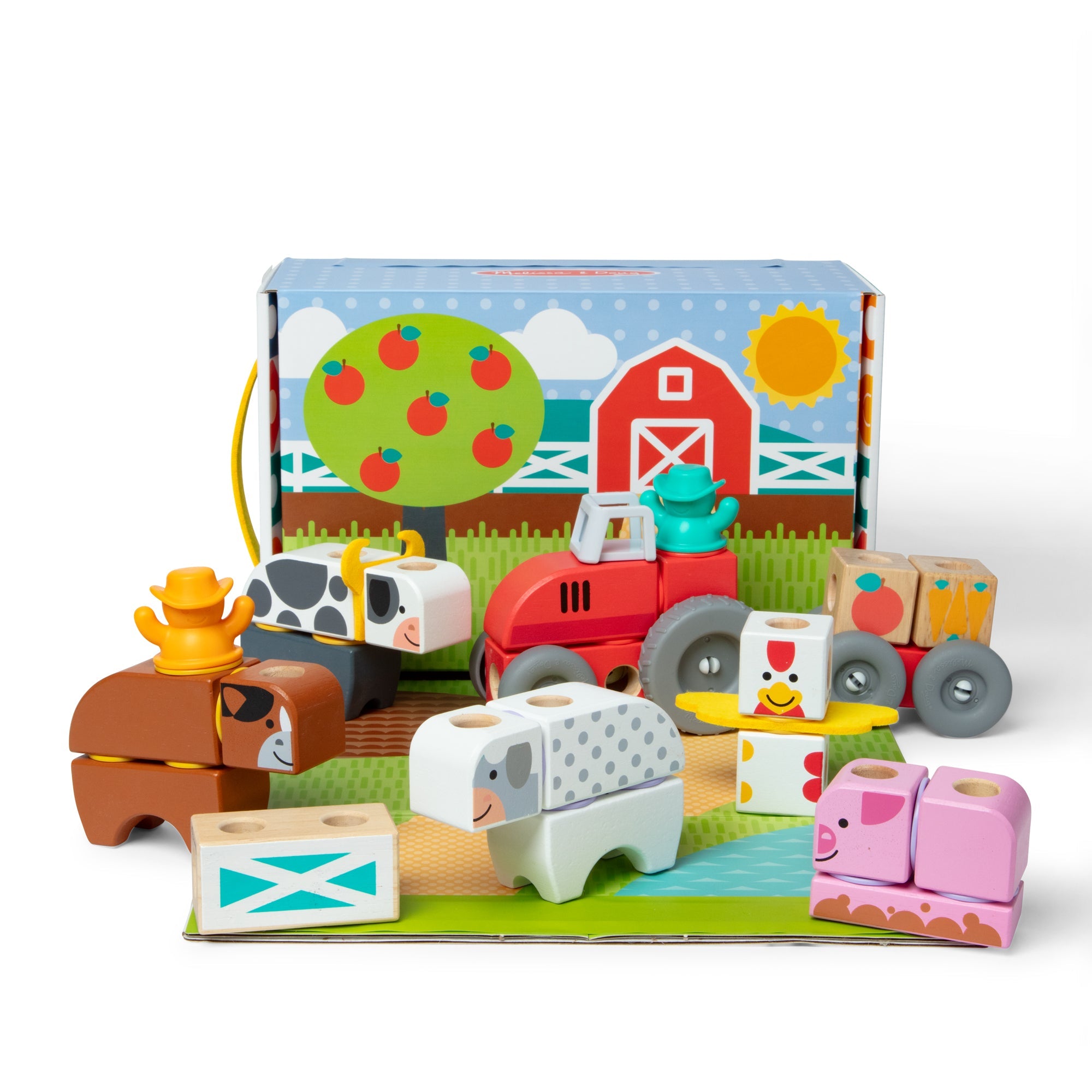 Melissa & Doug Blockables Granja - Bloques de Madera Conectables