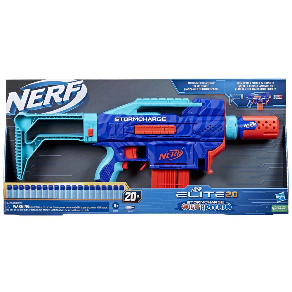 Lanzador Nerf Elite 2.0 Stormcharge (Carga de Tormenta) Edición Salvaje Motorizado — 20 Dardos