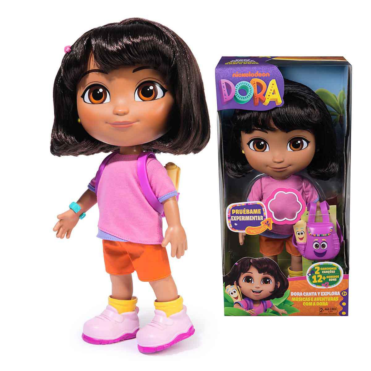 Dora la Exploradora - Muñeca Canta y Explora con Sonidos y Frases Bilingües 30 cm (Spin Master)