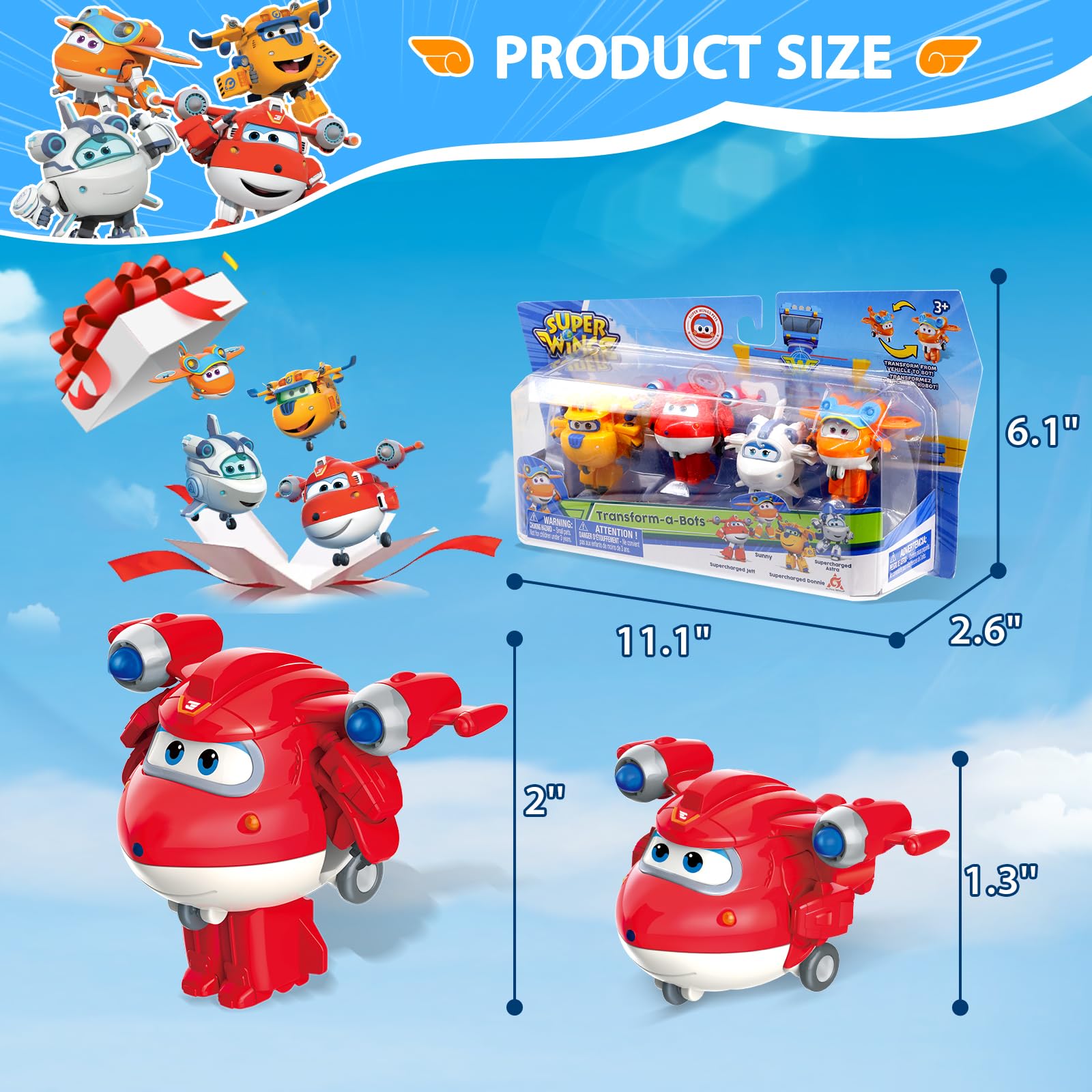 Super Wings Pack de 4 Figuras Transformables (Transform-a-Bots) Surtido