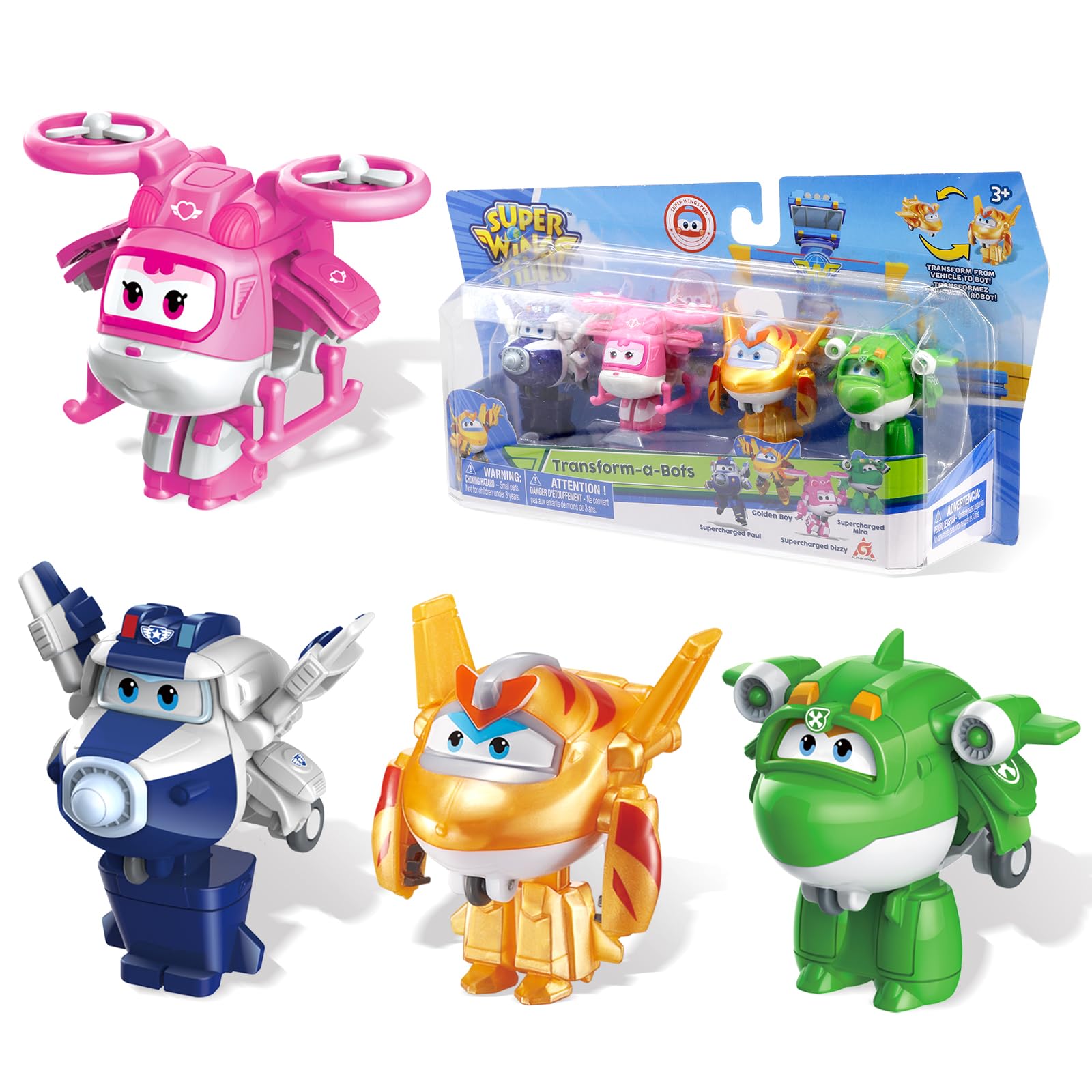 Super Wings Pack de 4 Figuras Transformables (Transform-a-Bots) Surtido