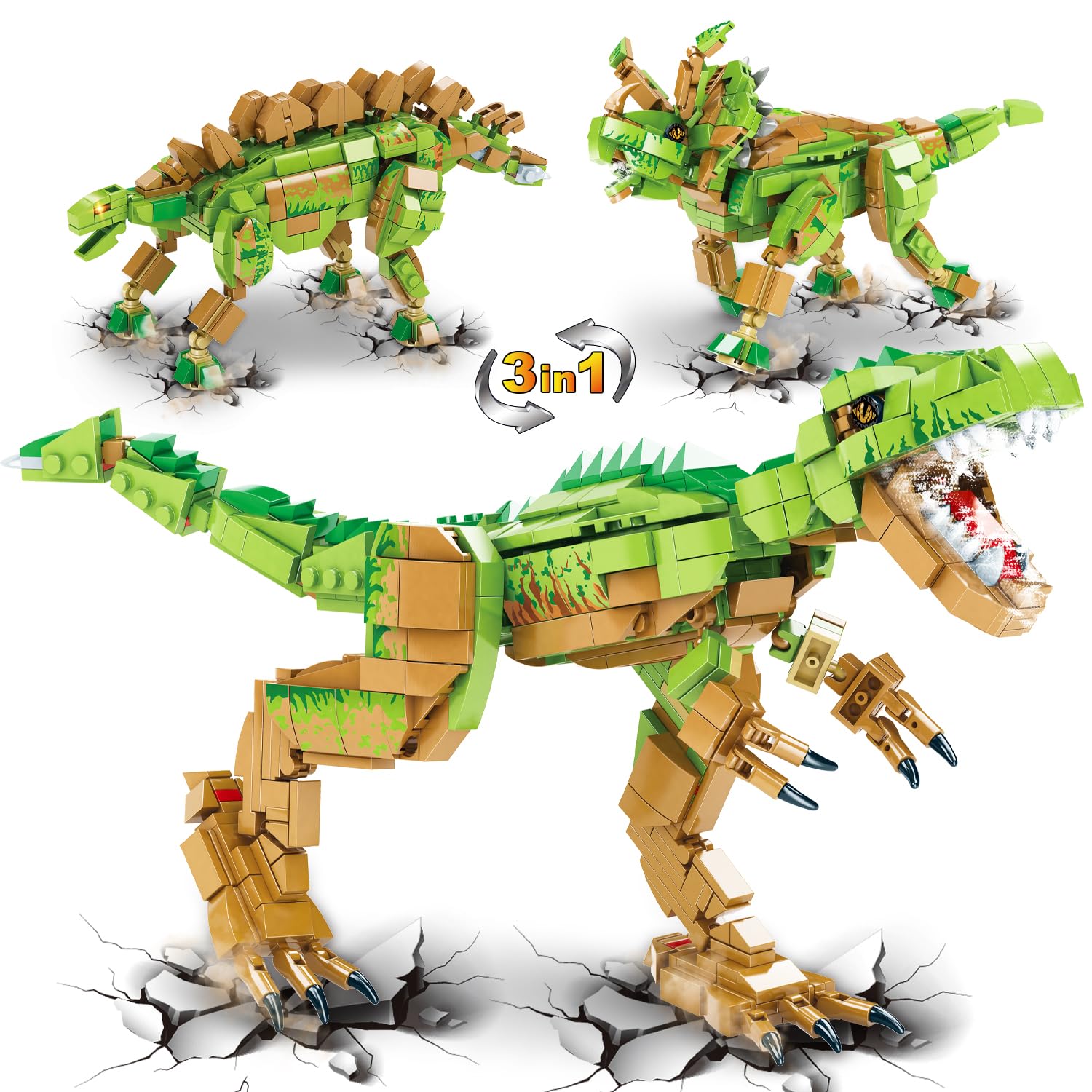 Bloko Loko Rex de Hierro - Set de Construcción Dinosaurio 879 Piezas