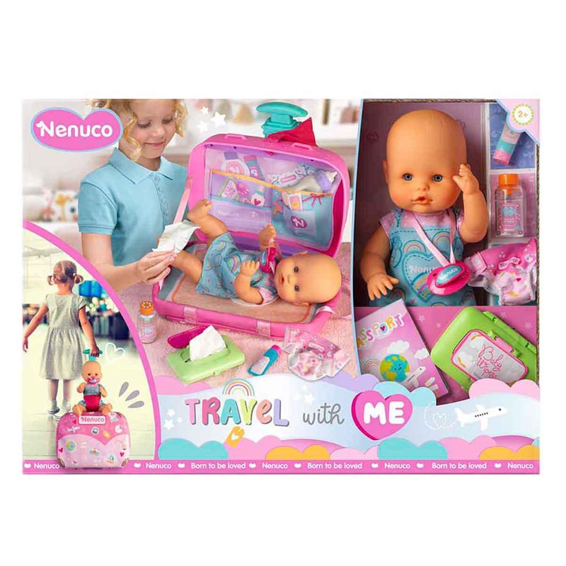 Nenuco Viaja Conmigo - Muñeco con maleta cambiador y accesorios