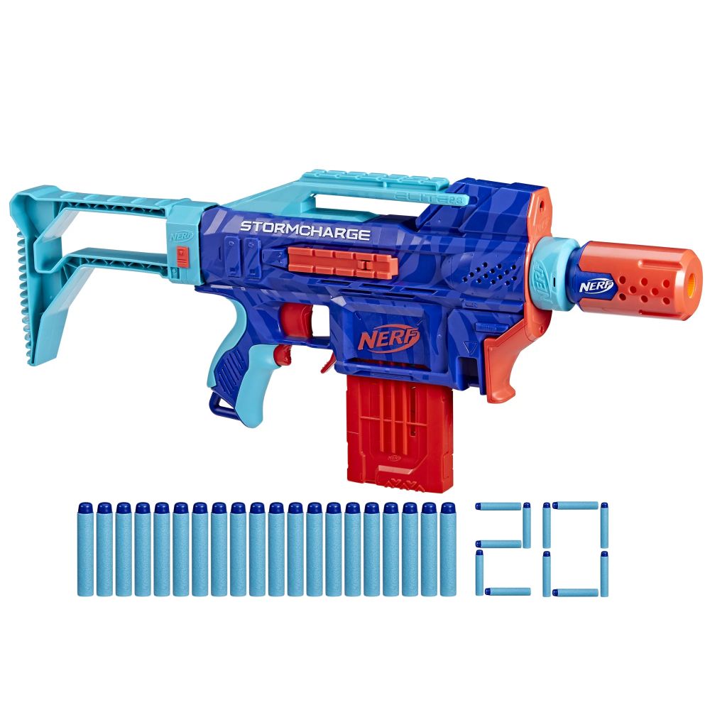 Lanzador Nerf Elite 2.0 Stormcharge (Carga de Tormenta) Edición Salvaje Motorizado — 20 Dardos