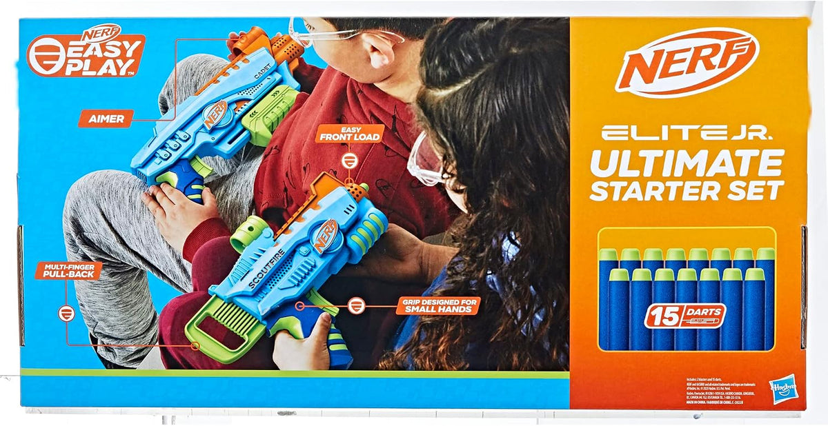 Nerf Elite Jr Set de Inicio – juego de puntería de espuma para principiantes | +3 años
