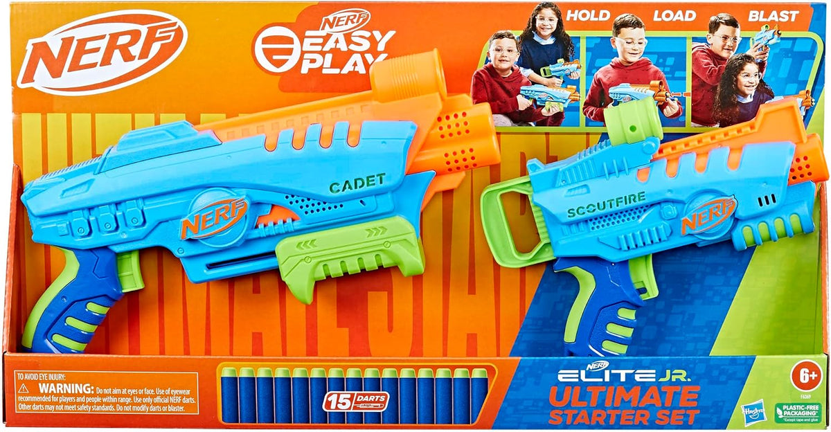 Nerf Elite Jr Set de Inicio – juego de puntería de espuma para principiantes | +3 años