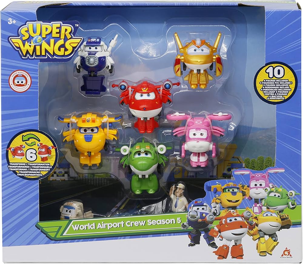 Super Wings Tripulación del Aeropuerto Mundial 10 Piezas (World Airport Crew)