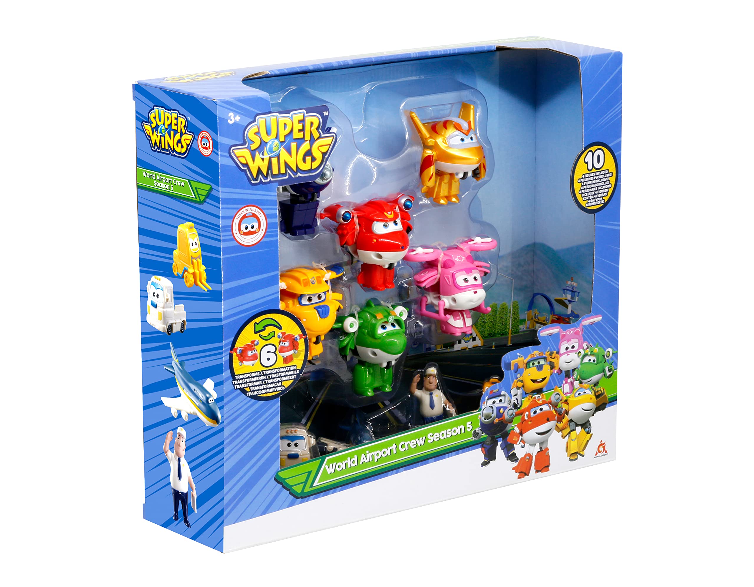 Super Wings Tripulación del Aeropuerto Mundial 10 Piezas (World Airport Crew)
