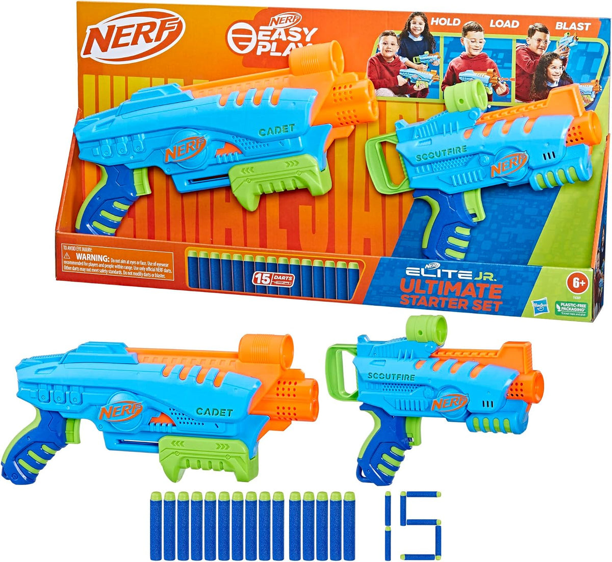 Nerf Elite Jr Set de Inicio – juego de puntería de espuma para principiantes | +3 años