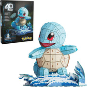 Pokémon 4D Build Squirtle armado junto a su caja
