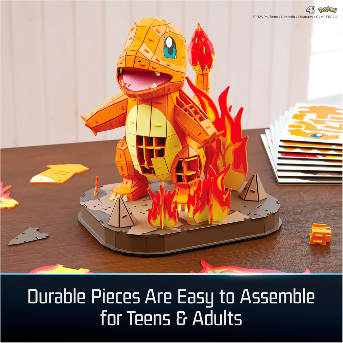 Detalle de las piezas de espuma del modelo Charmander