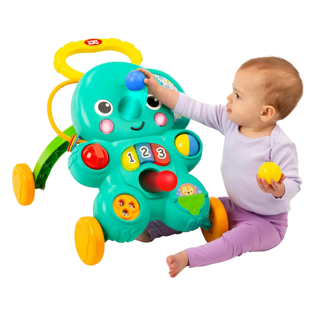 Bright Starts Elefante Pasear y Rodar 2 en 1 – andadera y centro de juego | 6-36 meses