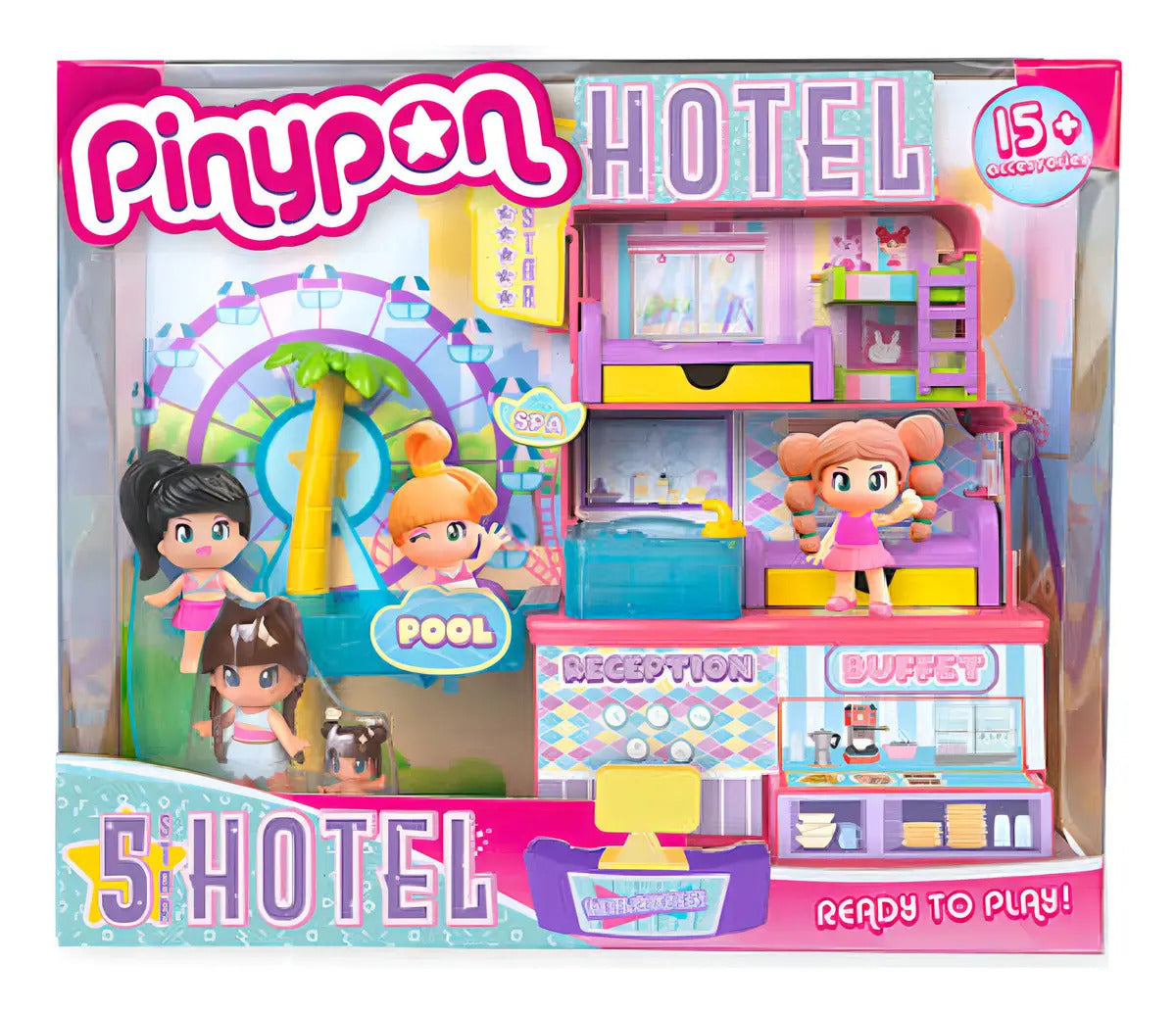 Pinypon Hotel 5 Estrellas – playset de lujo con 2 figuras y alberca | 4+ años
