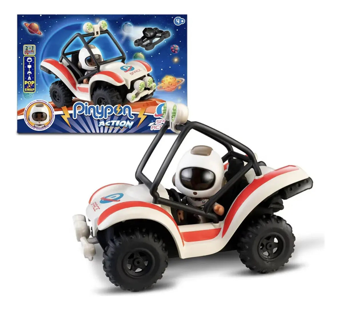 Pinypon Action Mini Buggy Espacial – coche con figura astronauta y 4 accesorios | +4 años