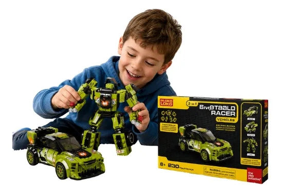 Bloko Loko Emerald Racer 3 en 1 – Set de Construcción 230 Piezas, Vehículos | +6 años