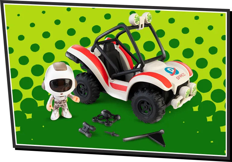 Pinypon Action Mini Buggy Espacial – coche con figura astronauta y 4 accesorios | +4 años