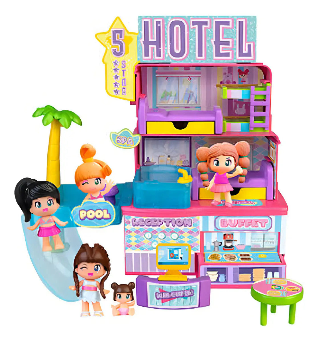 Pinypon Hotel 5 Estrellas – playset de lujo con 2 figuras y alberca | 4+ años