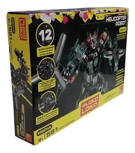 Bloko Loko Robo Helicóptero - Set de Construcción 591 Piezas