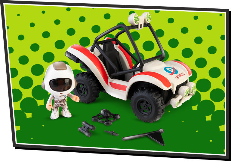 Pinypon Action Mini Buggy Espacial – coche con figura astronauta y 4 accesorios | +4 años