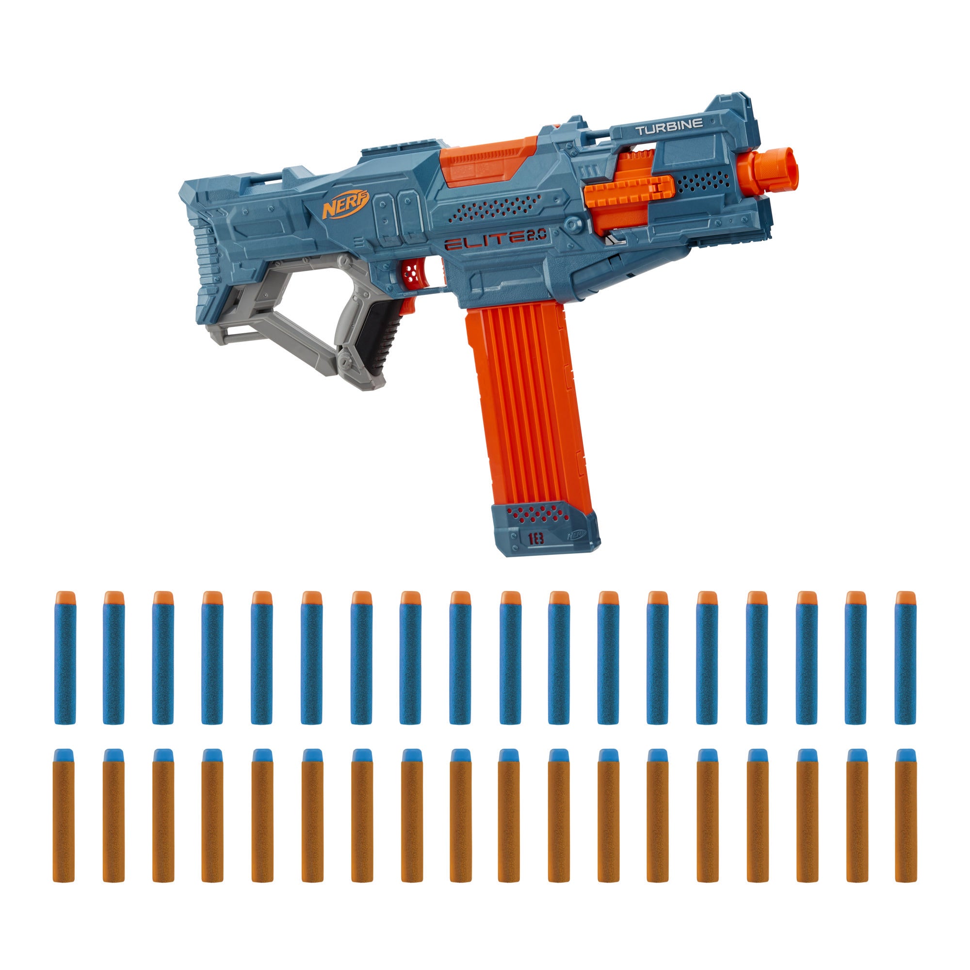 Lanzador Nerf Elite 2.0 Turbine CS-18 Motorizado — 36 Dardos y Cargador de 18