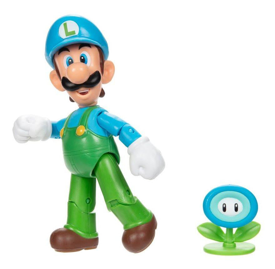 Super Mario - Figura Articulada Luigi de Hielo con Flor de Hielo 10 cm (4 pulgadas)