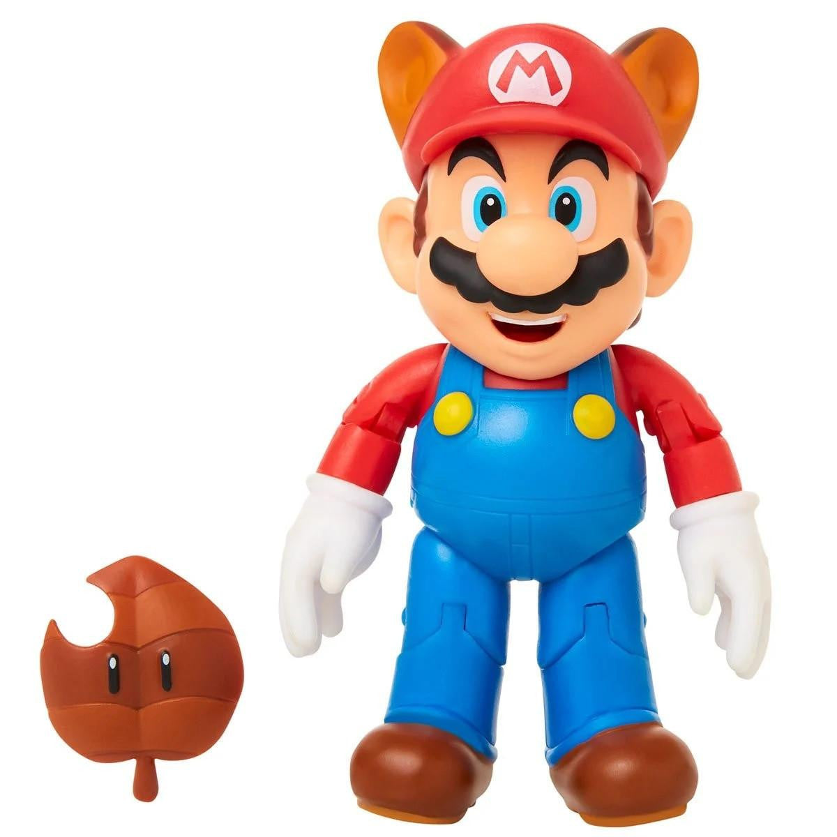Super Mario - Figura Articulada Mario Mapache con Hoja Magica 10 cm (4 pulgadas)