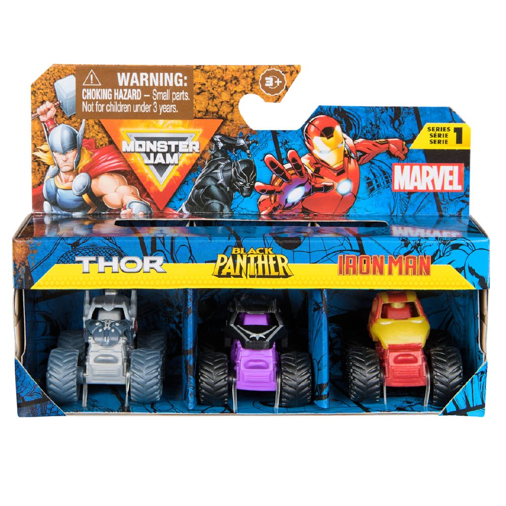 Monster Jam Minis Marvel – Paquete de 3 Camiones Die-Cast (Surtido)