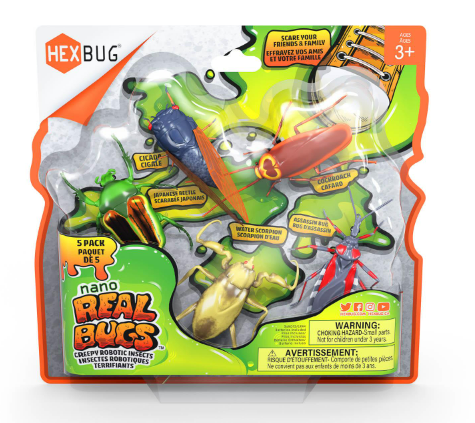 Hex Bots Nano Real Bugs – set de 5 insectos electrónicos con movimiento | +3 años