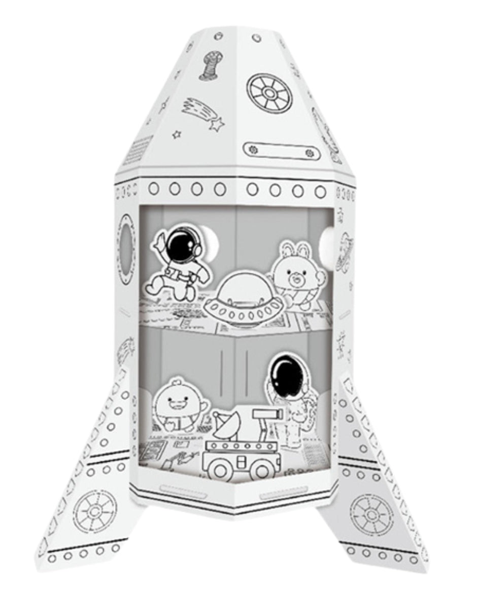 Pingüe DIY Doodle Nave Espacial Armable de Cartón para Pintar 32x28x46 cm