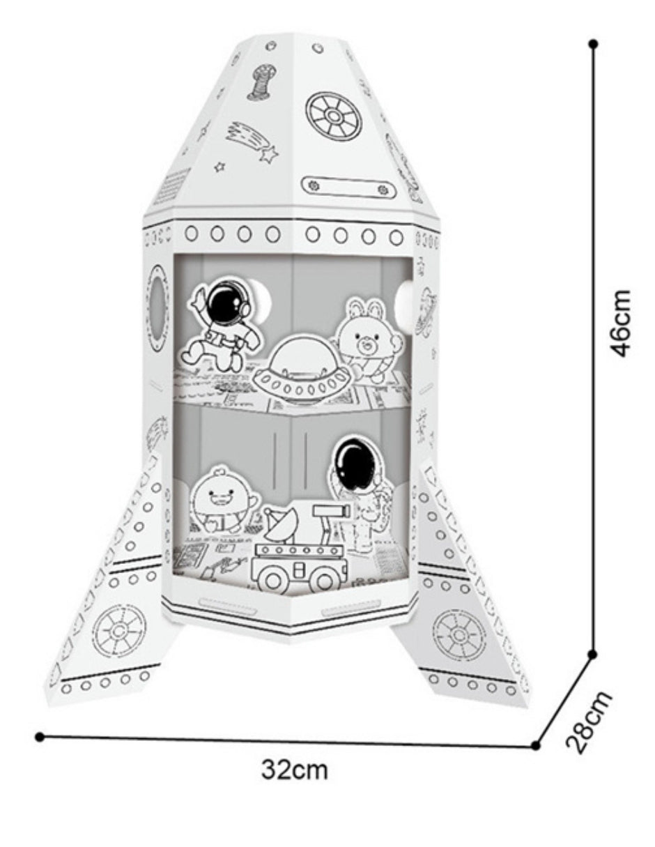 Pingüe DIY Doodle Nave Espacial Armable de Cartón para Pintar 32x28x46 cm