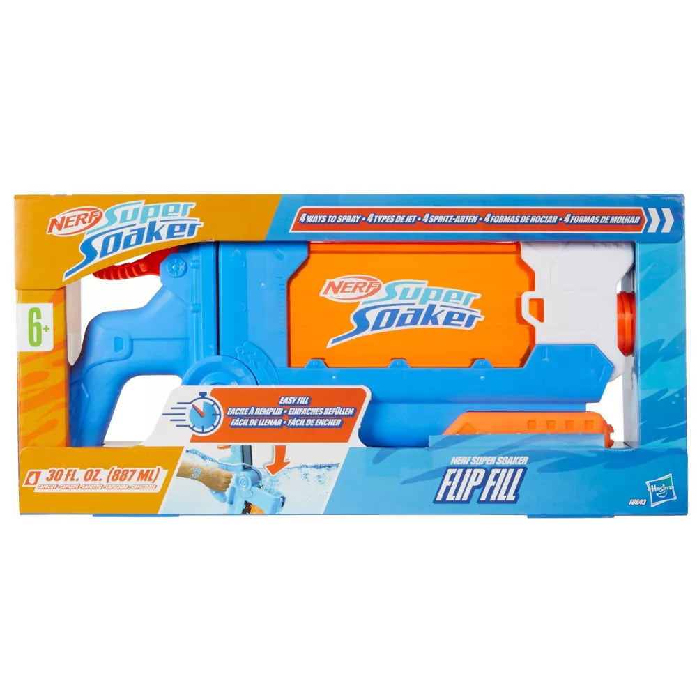 Nerf Super Soaker Flip Fill – pistola de agua llenar y voltear, 4 chorros | +6 años