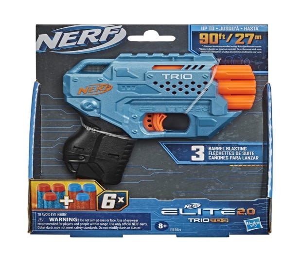 Lanzador Nerf Elite 2.0 Trio TD-3 — 3 Cañones y 6 Dardos