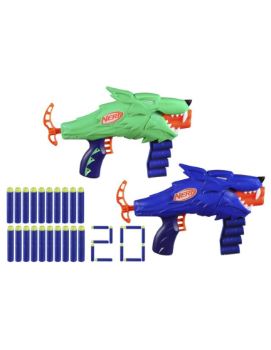 Nerf Wild Wolfpack Set de 2 Lanzadores con 20 Dardos