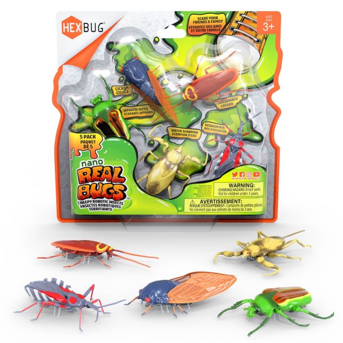 Hex Bots Nano Real Bugs – set de 5 insectos electrónicos con movimiento | +3 años