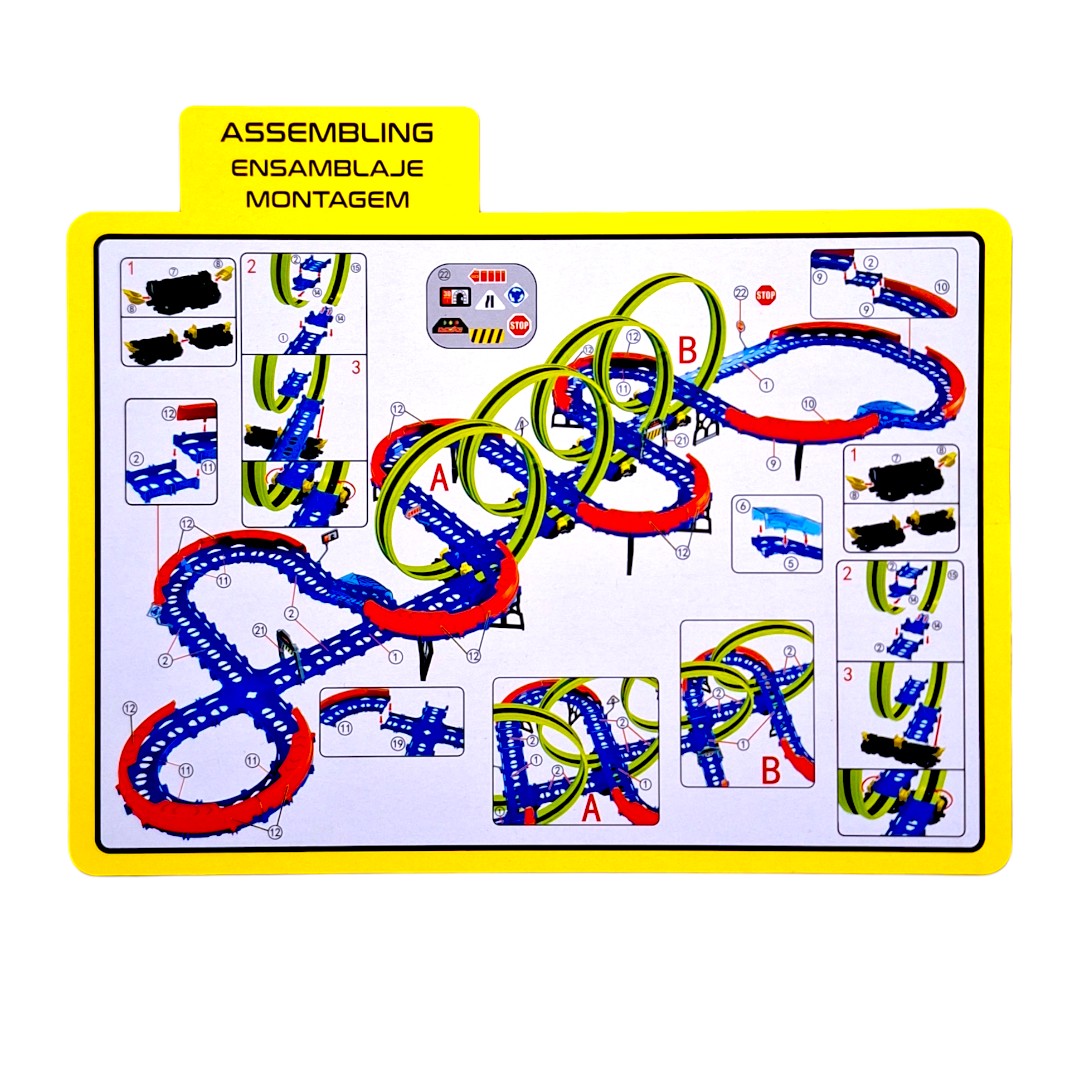 Turbomax Autopista Glow Multiloop Track RC – 113 piezas, 4 loops