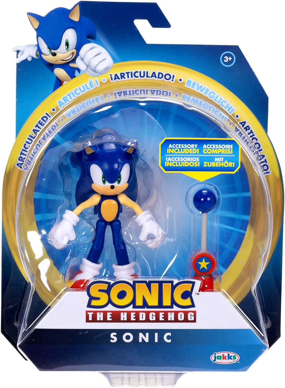Sonic the Hedgehog - Sonic Figura Articulada de 4 Pulgadas (10 cm) con Punto de Control (Checkpoint)