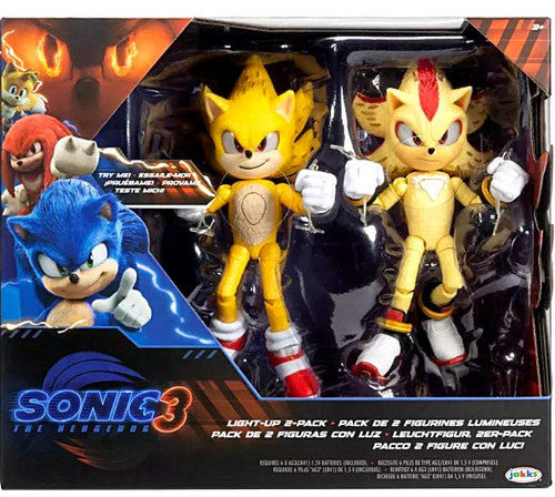 Sonic 3 La Película - Pack 2 Figuras con Luz Super Sonic y Super Shadow 5 pulgadas